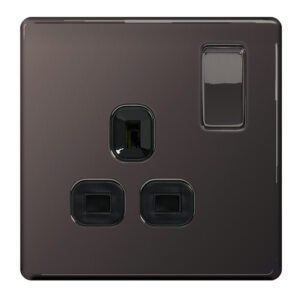 BG NEXUS FBN21B 1 GANG 13AMP SWITCHED SOCKET FLATPLATE SCREWLESS BLACK NICKEL