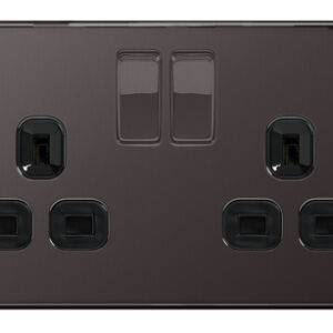 BG NEXUS FBN22B 2 GANG 13AMP SWITCHED SOCKET SCREWLESS FLATPLATE BLACK NICKEL