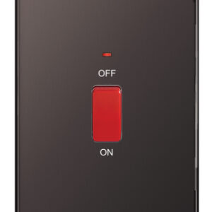 BG NEXUS FBN72 45 AMP D/POLE SWITCH WITH NEON DOUBLE PLATE SCREWLESS FLATPLATE BLACK NICKEL