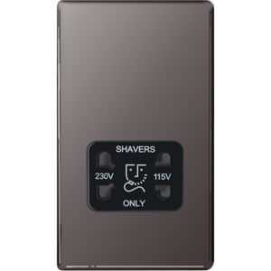 BG NEXUS FBN20B SHAVER SOCKET 115/230 DUAL VOLTAGE SCREWLESS FLATPLATE BLACK NICKEL