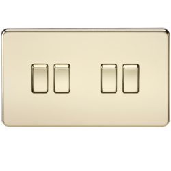 KNIGHTSBRIDGE SF4100PB SCREWLESS FLATPLATE 4 GANG SWITCH