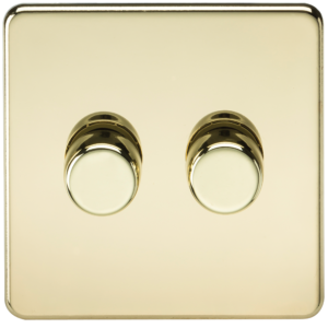 KNIGHTSBRIDGE SF2192PB SCREWLESS FLATPLATE 2 GANG LED DIMMER SWITCH