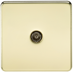 KNIGHTSBRIDGE SF0100PB SCREWLESS FLATPLATE 1 GANG TV OUTLET