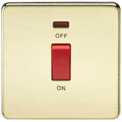 KNIGHTSBRIDGE SF8331NPB SCREWLESS FLATPLATE 45A SWITCH WITH NEON