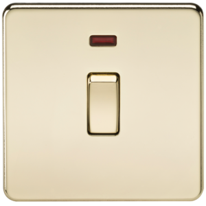 KNIGHTSBRIDGE SF8341NPB SCREWLESS FLATPLATE 1 GANG 20 AMP DOUBLE POLE SWITCH WITH NEON