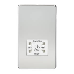 KNIGHTSBRIDGE SF8900PCW SCREWLESS FLATPLATE 115V/230V DUAL VOLTAGE SHAVER SOCKET