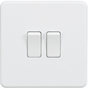 KNIGHTSBRIDGE SF3000MW SCREWLESS FLATPLATE 2 GANG SWITCH