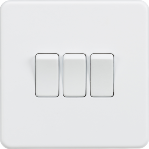 KNIGHTSBRIDGE SF4000MW SCREWLESS FLATPLATE 3 GANG SWITCH