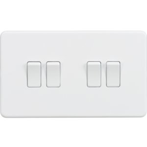 KNIGHTSBRIDGE SF4100MW SCREWLESS FLATPLATE 4 GANG SWITCH