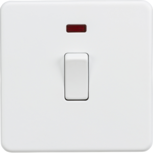 KNIGHTSBRIDGE SF8341NMW SCREWLESS FLATPLATE 20AMP DP SWITCH WITH NEON