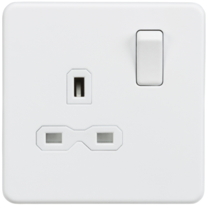 KNIGHTSBRIDGE SFR7000MW SCREWLESS FLATPLATE 1 GANG SWITCHED SOCKET