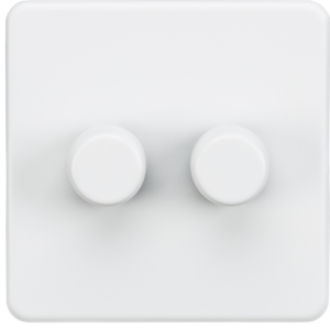 KNIGHTSBRIDGE SF2192MW SCREWLESS FLATPLATE 2 GANG LED DIMMER SWITCH