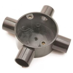 UNIVOLT CB20/4B 20MM PVC CIRCULAR 4 WAY BESA INTERSECTION BOX BLACK