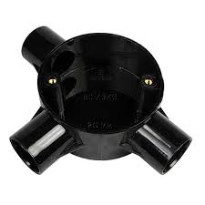 UNIVOLT CB25/3BK 25MM PVC CIRCULAR 3 WAY BESA TEE BOX BLACK