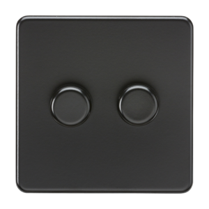 KNIGHTSBRIDGE SF2192MBB SCREWLESS FLATPLATE 2 GANG LED DIMMER SWITCH