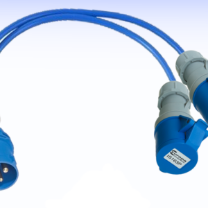 16 AMP TO 2 X 16 AMP SOCKETS 2WAY BLUE SPLITTER 240V CARAVAN HOOK UP POWER LEAD