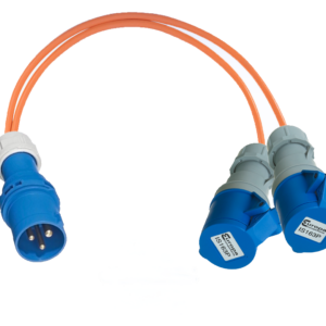 16 AMP TO 2 X 16 AMP SOCKETS 2WAY ORANGE SPLITTER 240V CARAVAN HOOK UP POWER LEAD