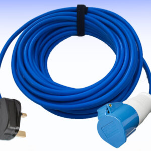 13AMP PLUG TO 16AMP BLUE SOCKET EXTENSION CARAVAN HOOK UP LEADS