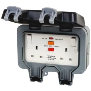 WP22RCD BG STORM 13AMP 2 GANG RCD WEATHERPROOF SOCKET IP66