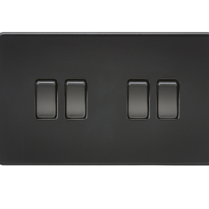 KNIGHTSBRIDGE SF4100MBB SCREWLESS FLATPLATE 4 GANG SWITCH