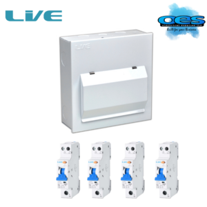 LIVE LHMC08/100/4RCBO 6 USEABLE WAY 100A MAIN SWITCH METAL CONSUMER UNIT WITH 4 TYPE A MINI RCBO'S