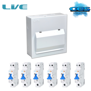 LIVE LHMC08/100/6RCBO 6 USEABLE WAY 100A MAIN SWITCH METAL CONSUMER UNIT WITH 6 TYPE A RCBO'S