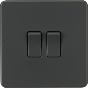 KNIGHTSBRIDGE SF3000AT SCREWLESS FLATPLATE 2 GANG SWITCH