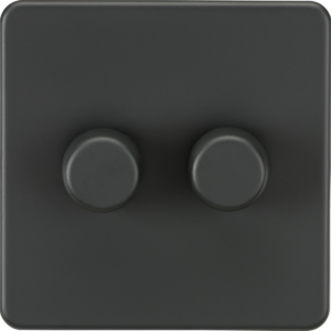 KNIGHTSBRIDGE SF2192AT SCREWLESS FLATPLATE 2 GANG LED DIMMER SWITCH