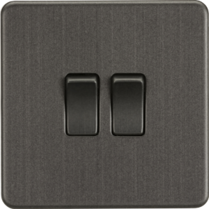 KNIGHTSBRIDGE SF3000SB SCREWLESS FLATPLATE 2 GANG SWITCH