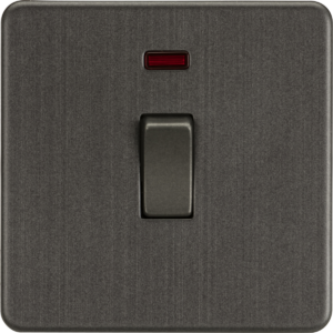 KNIGHTSBRIDGE SF8341NSB SCREWLESS FLATPLATE 1 GANG 20 AMP DOUBLE POLE SWITCH WITH NEON