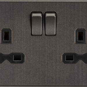 KNIGHTSBRIDGE SFR9000SB SCREWLESS FLATPLATE 2 GANG SWITCHED SOCKET