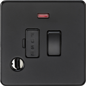 KNIGHTSBRIDGE SF6300FMBB SCREWLESS FLATPLATE SWITCHED FUSED SPUR WITH NEON AND FLEX OUTLET