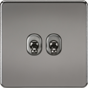 KNIGHTSBRIDGE SF2TOGBN SCREWLESS FLATPLATE 2 GANG 2-WAY TOGGLE SWITCH