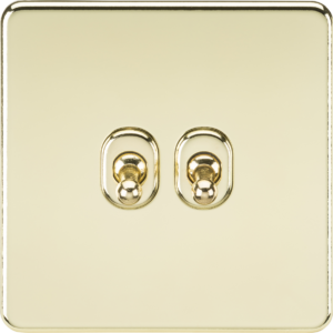 KNIGHTSBRIDGE SF2TOGPB SCREWLESS FLATPLATE 2 GANG 2-WAY TOGGLE SWITCH
