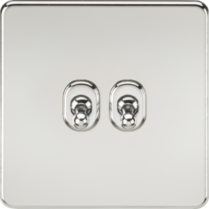 KNIGHTSBRIDGE SF2TOGPC SCREWLESS FLATPLATE 2 GANG 2-WAY TOGGLE SWITCH