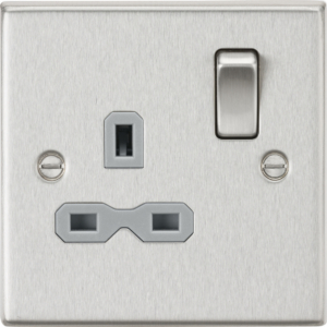 KNIGHTSBRIDGE CS7BCG 13A 1 GANG DP SWITCHED SOCKET (GREY INSERT)