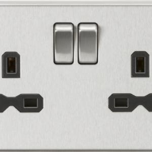 KNIGHTSBRIDGE CS9BC 13A 2 GANG DP SWITCHED SOCKET (BLACK INSERT)