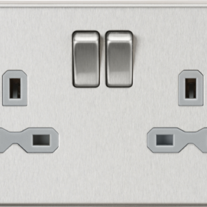 KNIGHTSBRIDGE CS9BCG 13A 2 GANG DP SWITCHED SOCKET (GREY INSERT)
