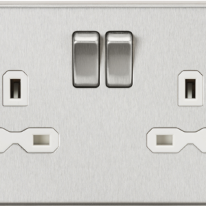 KNIGHTSBRIDGE CS9BCW 13A 2 GANG DP SWITCHED SOCKET (WHITE INSERT)