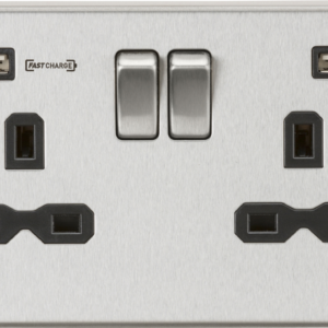 KNIGHTSBRIDGE CS9906BC 13A 2 GANG DUAL USB SWITCHED SOCKET TYPE A FASTCHARGE