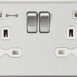 KNIGHTSBRIDGE CS9906BCW 13A 2 GANG DUAL USB SWITCHED SOCKET TYPE A FASTCHARGE