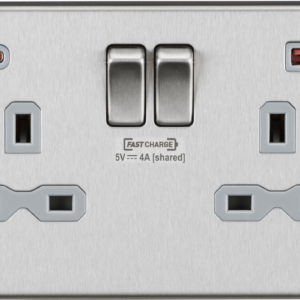 KNIGHTSBRIDGE CS9909BCG 13A 2 GANG DUAL USB SWITCHED SOCKET TYPE A & C FASTCHARGE