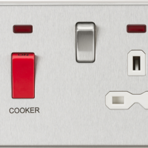 KNIGHTSBRIDGE CS83BCW 45A DP COOKER SWITCH & 13A SWITCHED SOCKET WITH NEON