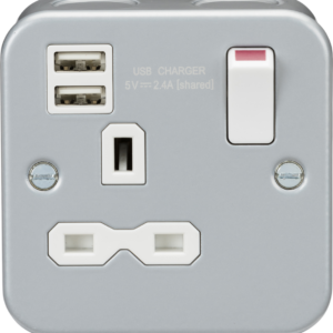 KNIGHTSBRIDGE MR9124 1 GANG 13AMP SWITCH SOCKET WITH DUAL USB CHARGER