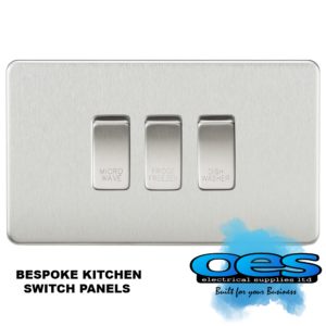 ML3GANGPANELBS 3 WAY BESPOKE GRIDSWITCH BRUSHED STEEL