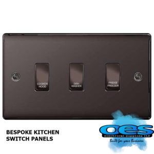 BG3GANGPANELBN 3 WAY BESPOKE GRIDSWITCH POLISHED BLACK NICKEL