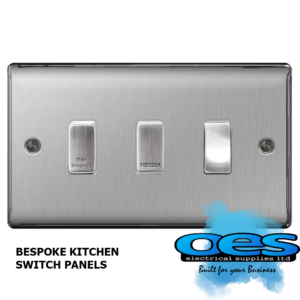 BG3GANGPANELBS 3 WAY BESPOKE GRIDSWITCH BRUSHED STEEL