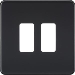 KNIGHTSBRIDGE GDSF002MB SCREWLESS 2 GANG GRID FACEPLATE MATT BLACK