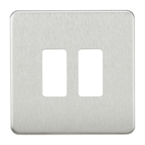 KNIGHTSBRIDGE GDSF002BC SCREWLESS 2 GANG GRID FACEPLATE BRUSHED CHROME