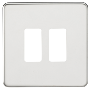 KNIGHTSBRIDGE GDSF002PC SCREWLESS 2 GANG GRID FACEPLATE POLISHED CHROME